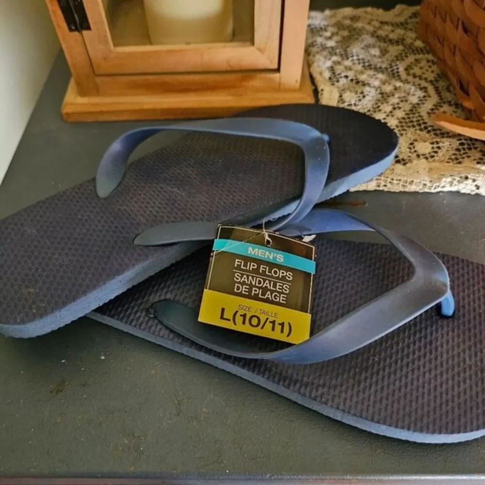 Men’s Blue Flip Flops XXL 10/11 – Lightweight Casual Summer Sandals NWT‎